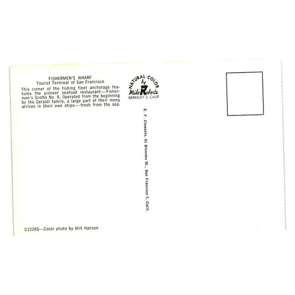 Fishermens Wharf San Francisco Tourist Wharf Grotto No 9 Boats Vintage Postcard - Picture 2 of 2